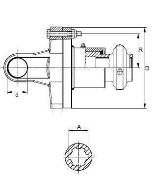 [WALT58.100.19] Breekboutkoppeling met vrijloop rechts W2600 - 1.3/4" - 20 / 563 daNm / bout M12 met klemconus
