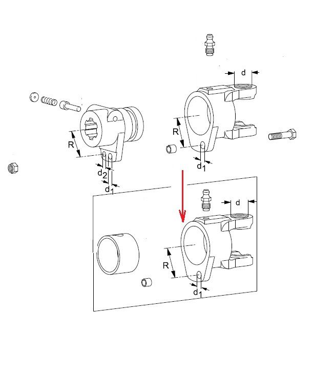 [WALT20.67.107] Gaffel breekbout met bus  M8 - R = 42