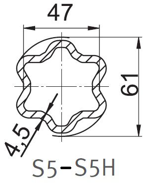 [WALT75.45.00] Profielbuis S5 - 47,0 x 61,0 - 2900mm