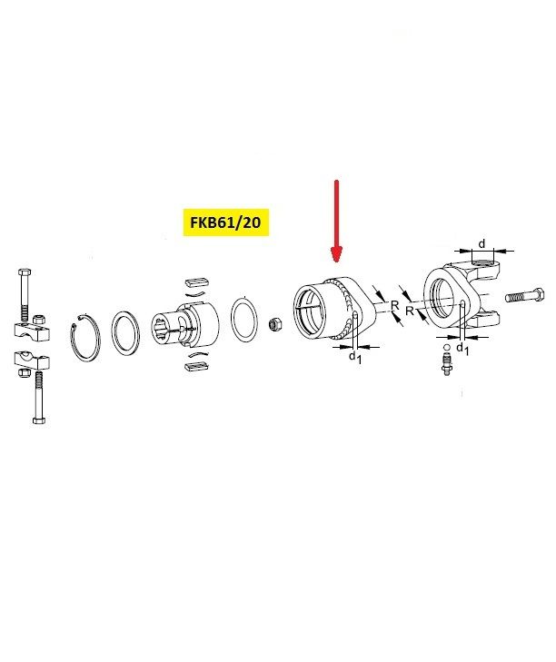 [WALT57.27.177] Huis FKB61/20 - R = 56mm - bout M12 - Rechts draaien