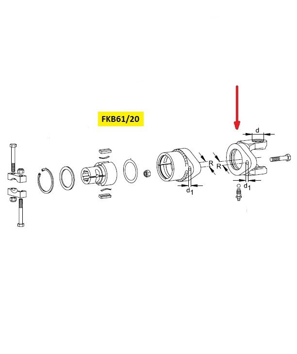 [WALT36.68.16] Gaffel FKB61/20 - W2500 - R56 - bout M12