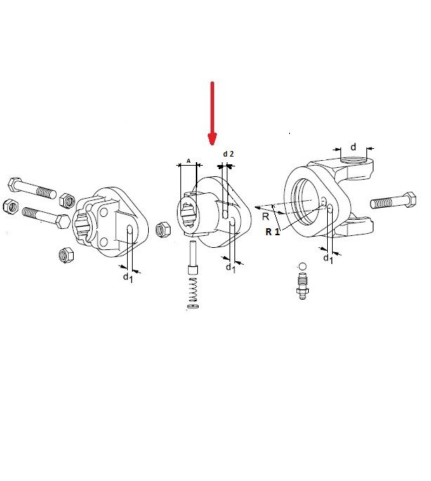 [WALT57.27.192] Naaf KB61/20 - 1.3/4" - 6 / R = 56 - bout M8 - R = 64 - bout M10 / Stift