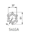 [WALT75.43.91L1400] Profielbuis S4LGA - 37,0 x 51,0 - lengte 1400mm