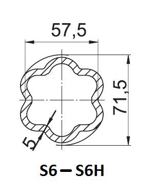 [WALT75.46.15L1000] Profielbuis S6 - 57,5 x 71,5 - lengte 1000mm