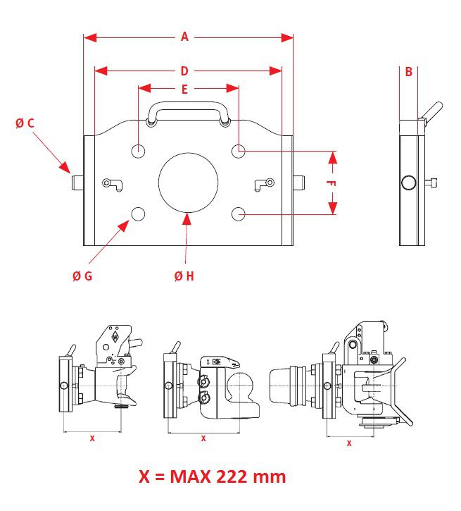 [CRAM8003994] Bevestingsplaat 160 x100 - rail 335 mm