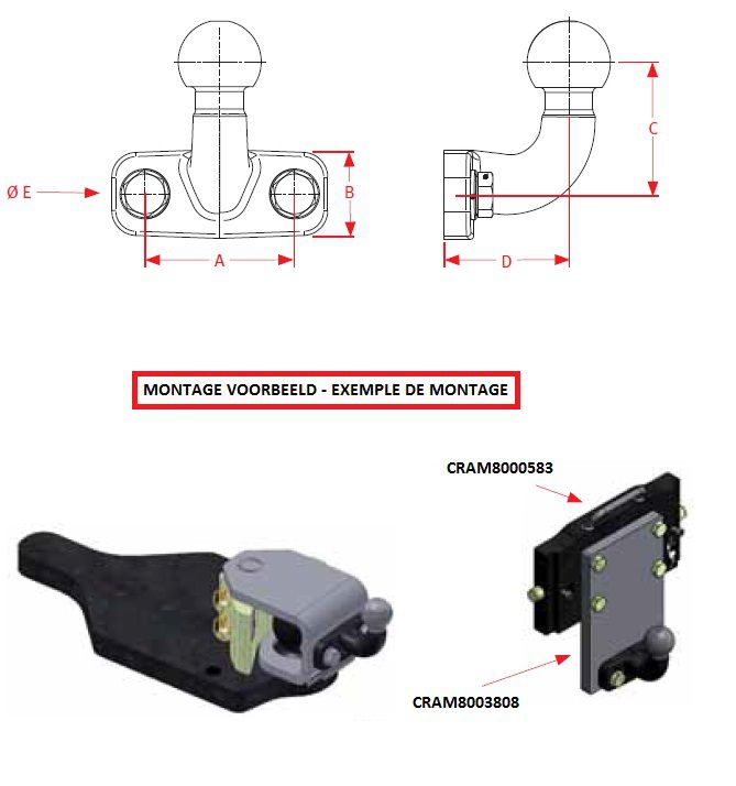 [CRAM8000483] Aanhangerkoppeling K50 - KF50-HD90X17