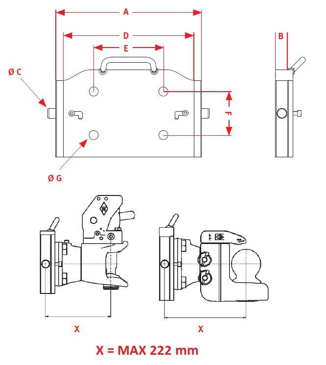[CRAM8005053] Bevestingsplaat 140 x 80 - rail 329 mm - dikte 32 mm