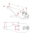 [CRAM8005132] Onderbalk met vaste pen PBA5303ML - L = 615 mm - Dikte 40 mm - Breedte 240 mm