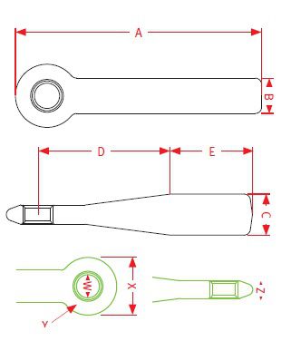 [CRAM8002259] Trehoog ZO74054-40A - vierkant 60 x 65 mm - L = 385 mm - oog Ø 40 mm