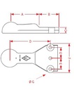 [CRAM8004979] Trehoog ZZK80-150 - plat - 2 gaten Ø 21 mm op 150 mm