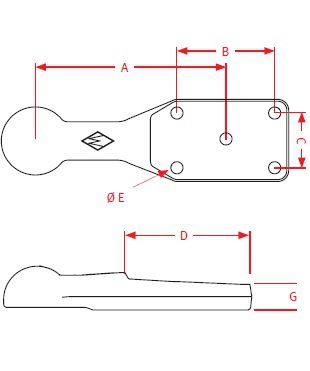 [CRAM8003311] Trehoog ZZK80-70 - plat met schuine kant - 4 gaten Ø 22 mm op 70 x 145