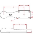 [CRAM8003311] Trehoog ZZK80-70 - plat met schuine kant - 4 gaten Ø 22 mm op 70 x 145