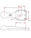 [CRAM8004442] Trehoog ZZK80-115S - plat met schuine kant - 4 gaten Ø 22 mm op 115 x 130