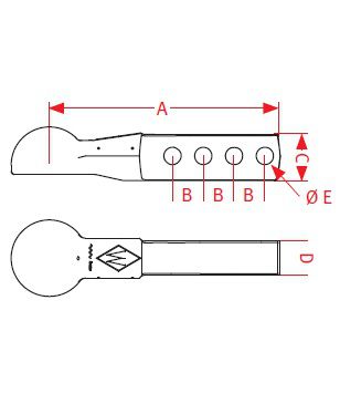 [CRAM8004641] Trehoog ZZK80-375B2 - vierkant 50 x 80 mm - L = 375 mm - gaten Ø 23 mm