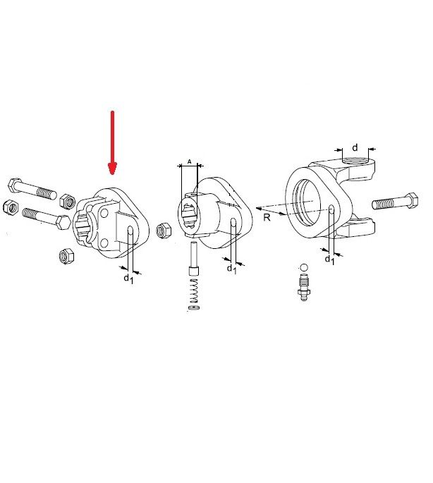 [WALT57.26.40] Naaf KB61/20 - 1.3/4" - 6 / R = 64 - bout M10 / Bout KF