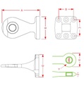 [CRAM8002651] Trehoog ZO57-B - Flens 140 x 160 mm - 6 gaten Ø 17 mm - oog Ø 57 mm - L = 331 mm