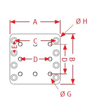 [CRAM8000363] Bevestingsplaat 245 x 245 - 205 x 145 - 8 gaten Ø 20 mm - 145 x 60 - 8 gaten M20