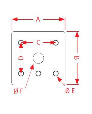 [CRAM8000102] Bevestingsplaat 200 x 200 - 130 x 115 - 6 gaten met boring Ø 40 mm