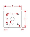 [CRAM8000102] Bevestingsplaat 200 x 200 - 130 x 115 - 6 gaten met boring Ø 40 mm