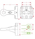 [CRAM8004827] Trehoog ZO5110 - Flens 100 x 110 mm - 8 gaten Ø 17 mm - oog Ø 50 mm - L = 240 mm