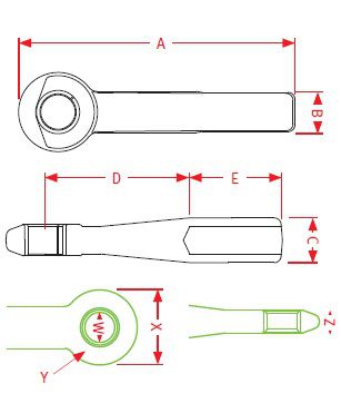 [CRAM8002260] Trehoog ZO74053-50A - vierkant 60 x 65 mm - L = 432,5 mm - oog Ø 50 mm
