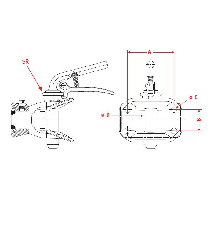 [CRAM8002623] Aanhangerkoppeling KU820A -  flens 140 x 80 - gaten Ø 17 mm