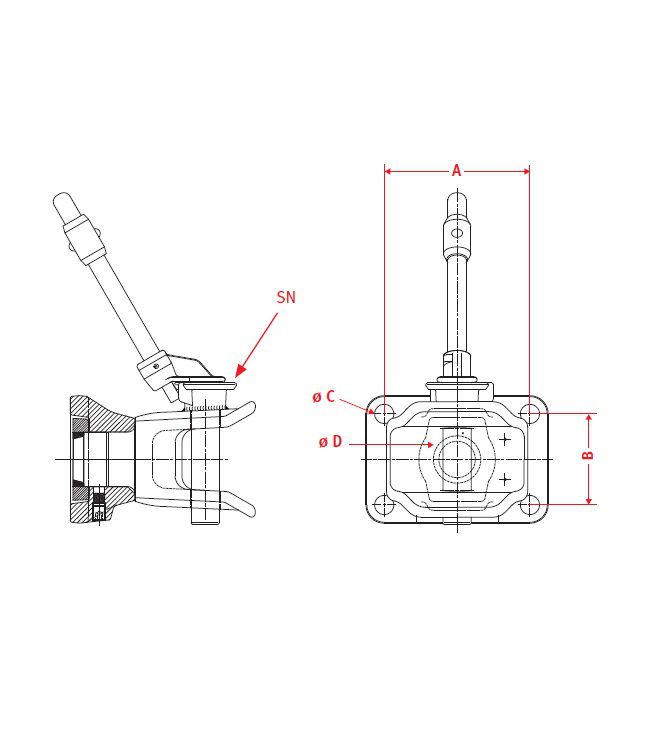 [CRAM8002774] Aanhangerkoppeling KU540-4 -  flens 140 x 80 - gaten Ø 17 mm