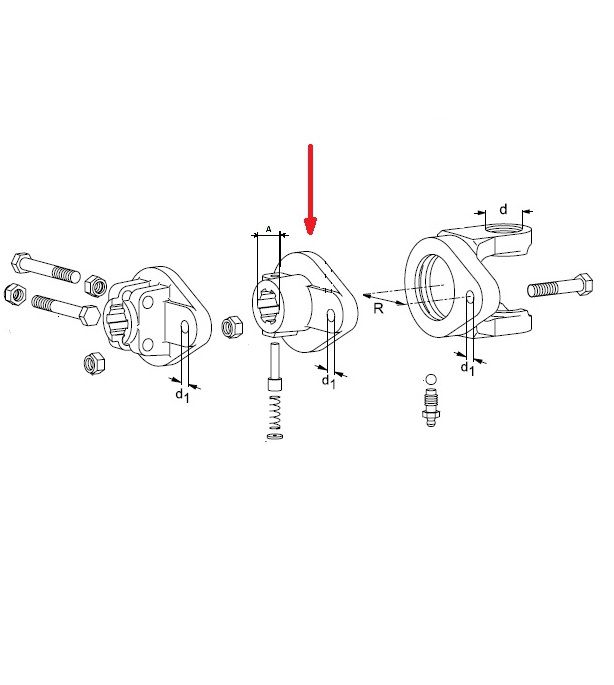 [WALT57.27.22] Naaf KB61/20 - 1.3/8" - 21 / R = 56 - bout M8 / Stift