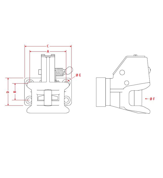 [CRAM8004689] Aanhangerkoppeling KU35-3L -  flens 120 x 55 - gaten Ø 15 mm