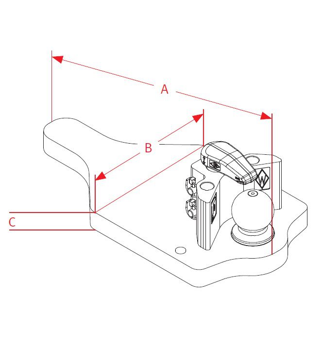 [CRAM8004181] Onderbalk met kogel KBAU8345-600 - L = 600 mm - Dikte 45 mm - Breedte 300 mm