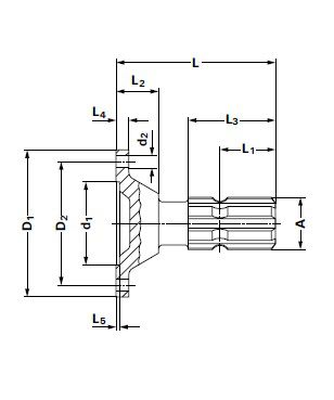 [WALT16.09.00] Flens met buiten as en bout 1.3/8" - 6 - 6 gaten - Ø 100 mm