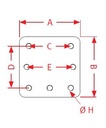 [CRAM8004473] Bevestingsplaat 210 x 210 - 145 x 145 - 6 gaten - 145 x 160 - 2 gaten