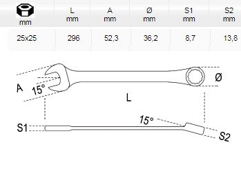 [BETA42/25x25] Ring-steeksleutel 25x25