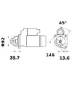 [ISKRIS1395] Reductiestarter Mahle MS206  3,2 Kw - 12V - 10T