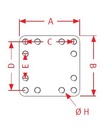 [CRAM8004835] Bevestingsplaat 200 x 200 - 160 x 160 - 12 gaten