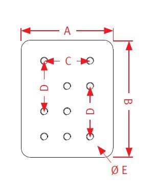 [CRAM8004917] Bevestingsplaat 200 x 200 - 100 x 110 - 12 gaten