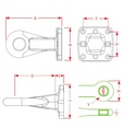 [CRAM8004927] Trehoog ZO74059-76B - Flens 190 x 180 mm - 8 gaten - oog Ø 76 mm - L = 329 mm