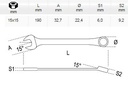 [BETA42/15x15] Ring-steeksleutel 15x15