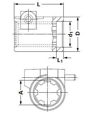 [WALT16.22.100] Profiel bus met stift 1.3/4" - 6 - L = 066 mm