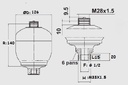 [DKWK 80 050 133] Accumulator 0,75 l - 330 bar max - ma. M33x1.5 + vr.1/2 - vuldruk 50 bar
