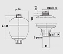 [DKWK 80 050 105] Accumulator 0,16 l - 300 bar max - vr. 1/2 BSP - vuldruk 20 bar