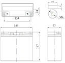 [ZENIZPC120020] Batterij  12V 20A - 181x77x167