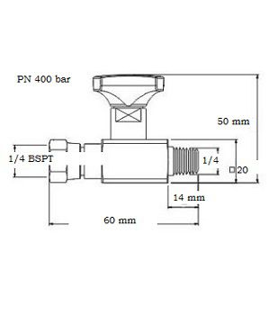 [DKWK 80 800 601] Sluitkraan voor manometer 1/4" met anti shock klep