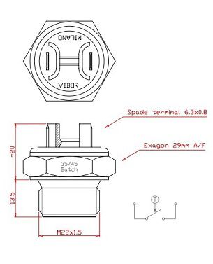 [DKWK 80 040 250 H] Thermocontact 35° - 45°  M22 x 1,5