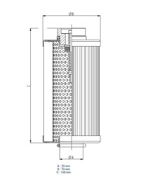[DKWK 80 020 311 H] Filter voor 81 020 310 H 25 microns  29 x 70 x 140