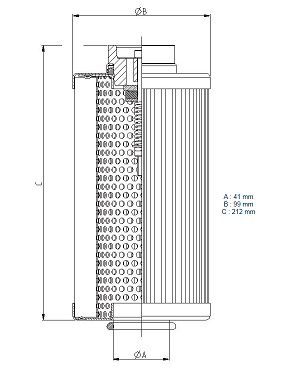 [DKWK 80 020 316 H] Filter voor 81 020 315 H 25 microns  41 x 99 x 212