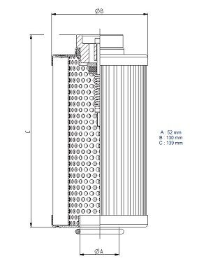 [DKWK 80 020 321 H] Filter voor 81 020 320 H 25 microns  52 x 130 x 139