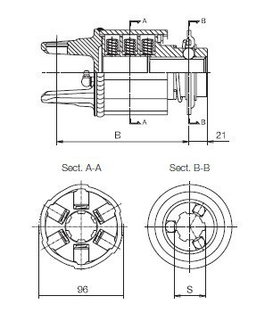 [BOND615456501R] Sterslipkoppeling 1 3/8" - 6/ 4 rijen nokken -  1600 Nm