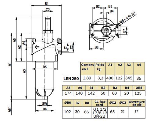 [BOSCR928051232] Drukfilter G 1" 1/2  - 3 microns - max 190 L/min - max 50 bar