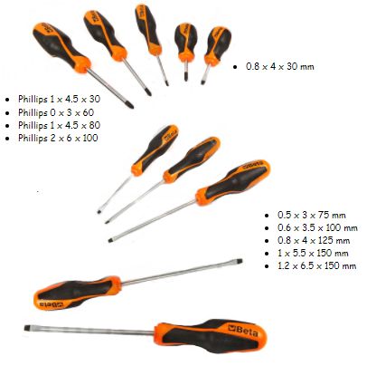 [BETA1263/D10] Set 10 Schroevendraaier plat & kruis